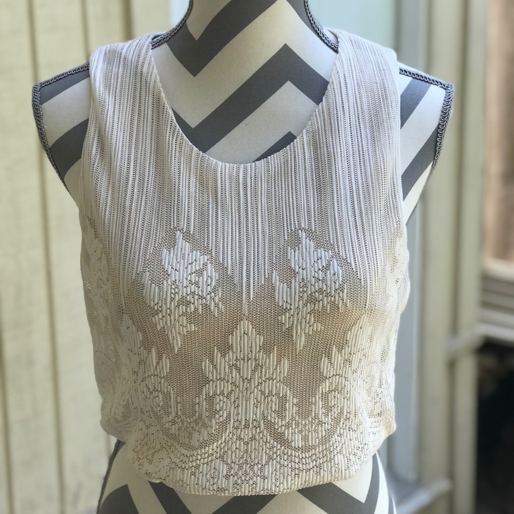 Beige floral crop top